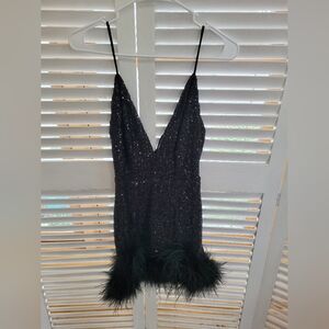 Sthcute Feather Detail Sequin Dress Size S